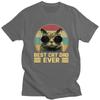 Custom Vintage Best Cat Dad Ever T Shirt for Men 100 Cotton Tshirt Short Sleeves Fathers Day Gift Tshirt Loose Fit Clothing