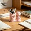 Cat Pen Holder, Cute Kitty Desk Organizer with Pens, Pencils, Makeup Brushes, 3D Printed Cat Sculpture for Home Office Desk Decor