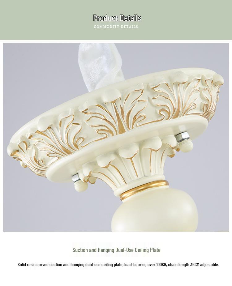 European Retro Resin Chandelier for Living Room, Restaurant, or Bedroom - Warm Atmosphere and Unique Style