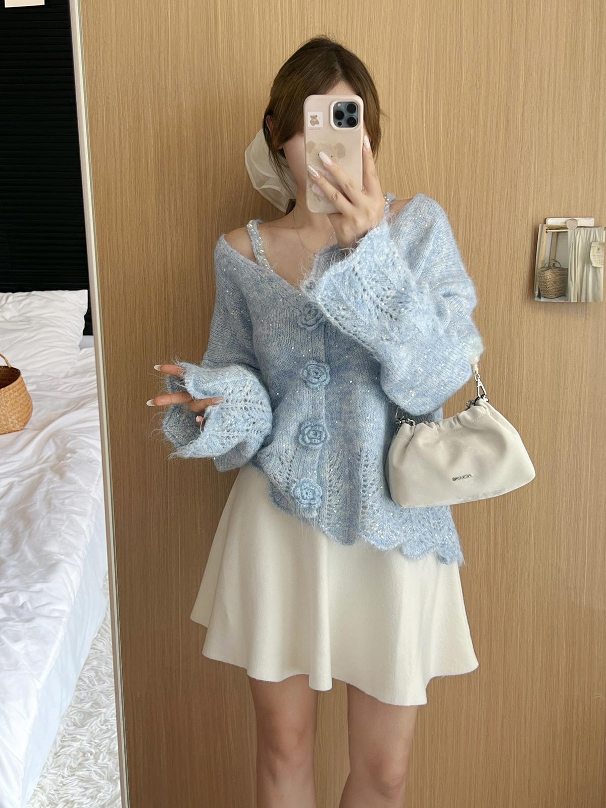

Women s Black Wool Knit Pleated A-Line Skirt - Autumn/Winter Versatile Base Layer Skirt One Size білий