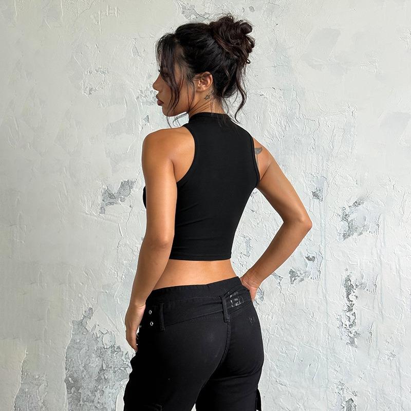 Women Sexy Strappy Sleeveless Slim Fit Solid Cropped Casual Tank Top