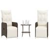 VidaXL Reclining Garden Chairs Set of 2 and Table Wicker Resin, Garden Chair, Armchair, Reclining Chair, Seat 365706
