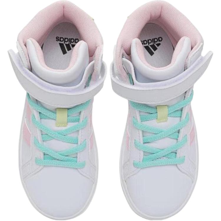 Adidas Grand Court Comfortable Versatile Shock Absorbing Durable Mid-Top Training Shoes Kids Training Shoes White JR2587