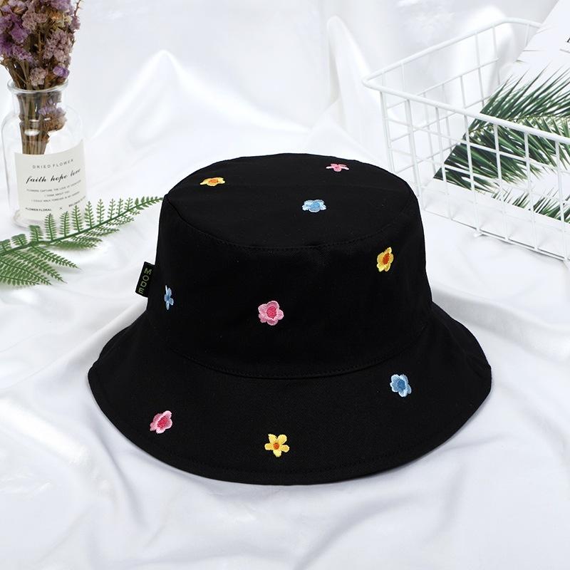 Korea Sweet Cute Flower Embroidery Fisherman Hat Children Summer Outdoor Sun Protection Basin Hat Casual Fashion Cover