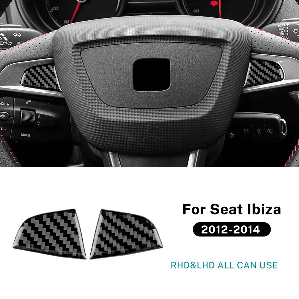 For Seat Ibiza 6j 2012 2013 2014 Real Soft Carbon Fiber Sticker LHD RHD Car Steering Wheel Center Bottom Decor Frame Trim