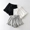 Cotton Shorts Women Summer Loose Large Size High Waist Shorts Solid Color Casual Wide Leg Pants