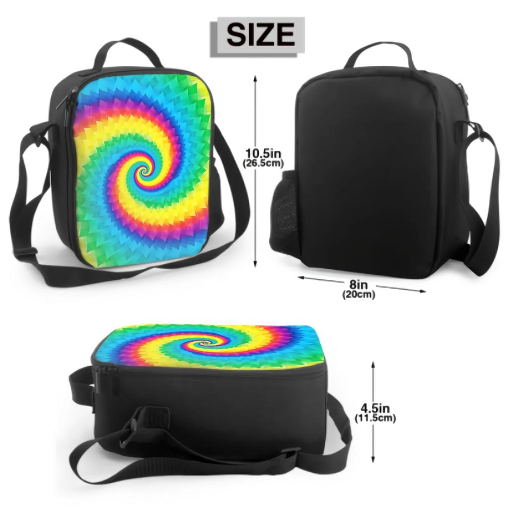 Abstract Swirl Colorful Energetic Lunch Box Insulated Meal Bag Dye Painting Lunch Bag Food Container for School Travel Picnic