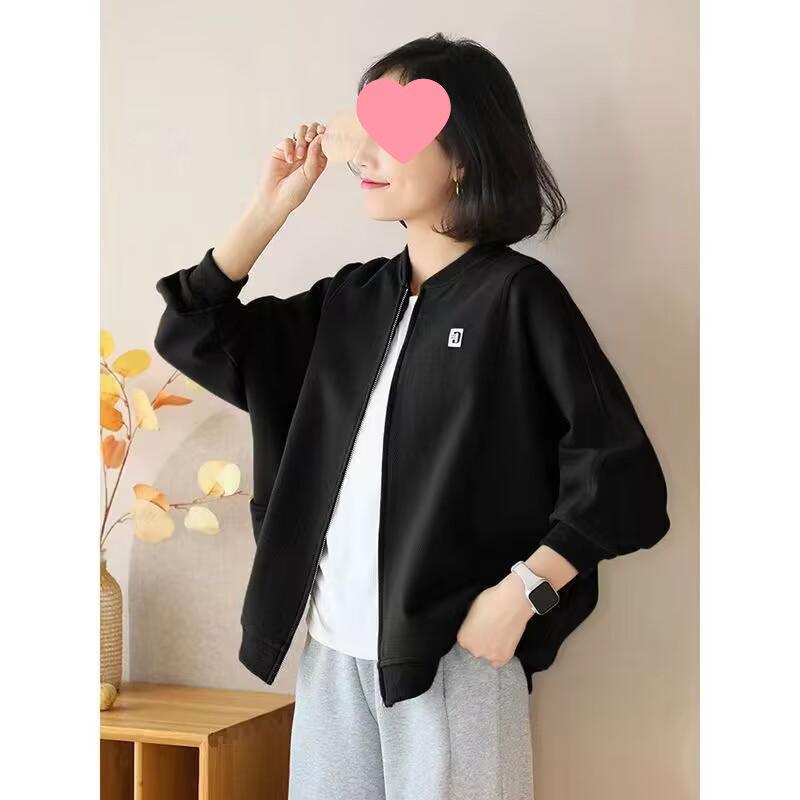 

Women s Spring & Autumn Long Sleeve Baseball Jacket Hoodie Cardigan Coat L (106-120 lbs) чорний