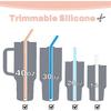 8 Pack Replacement Straws for Stanley Cup 40 Oz 30oz Tumbler, 12 Inch Long 0.4" Wide Reble Silicone Straw For Yeti/Simple Modern With 1 Cleaning