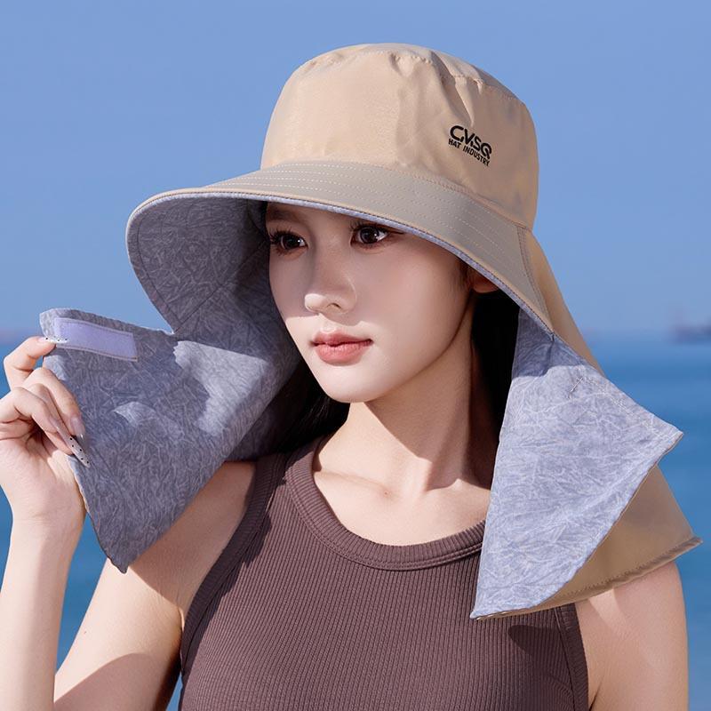 Summer Ice Silk Sun Hat For Women New Neck Protection Integrated Sunshade Hat High Aesthetic Outdoor Cycling Sun Cap