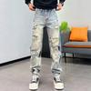 Sommer Gauner hübsch handbemalte Graffiti Löcher verwaschene konische Jeans Herren Street Trend Retro Personalisierte schmale Hosen