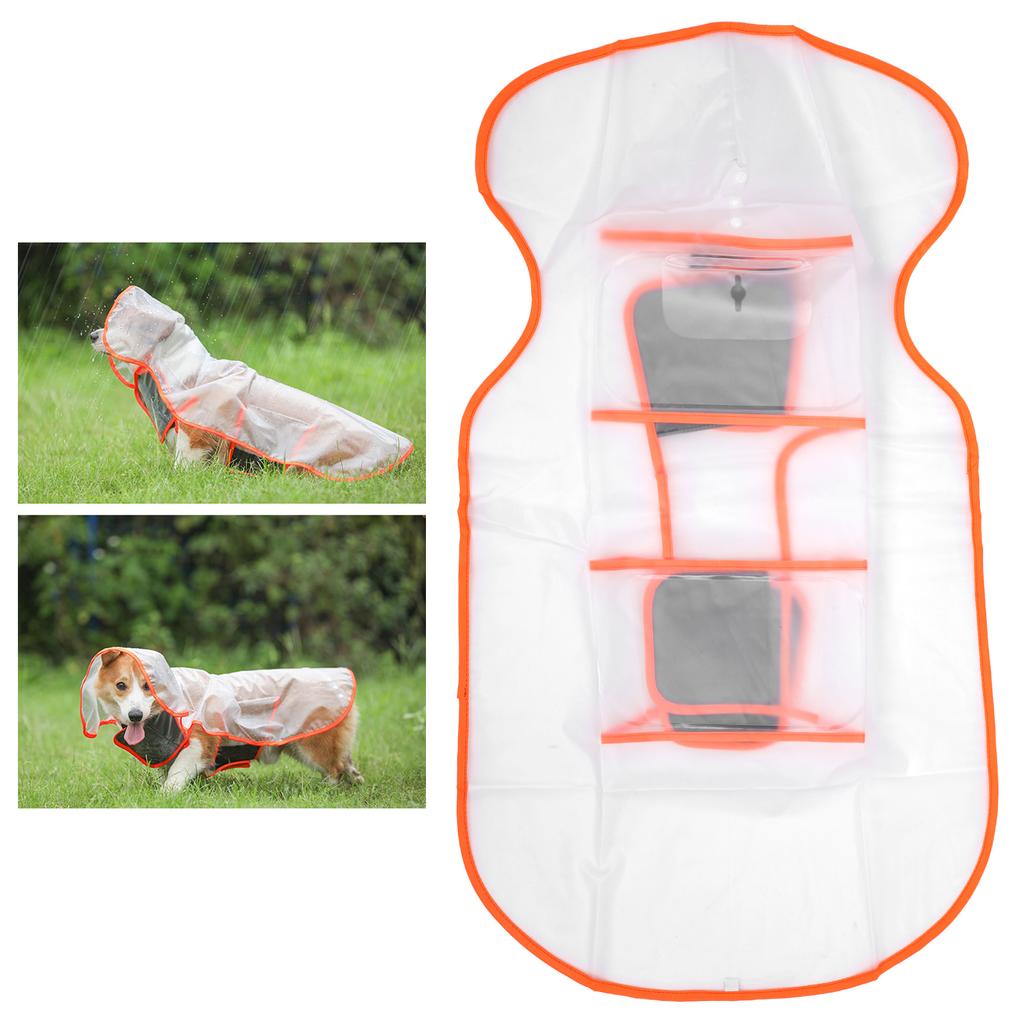 Dog Raincoat Windproof SeeThrough Four Feet Hooded Rain Clothing for Outdoors Waterproof Walking(M Orange)
