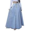 Denim Skirts Women Long Skirt A Line Single Breasted High Waist Jeans Vintage Maxi Simple Casual Elegant Splice Y2k Streetwear