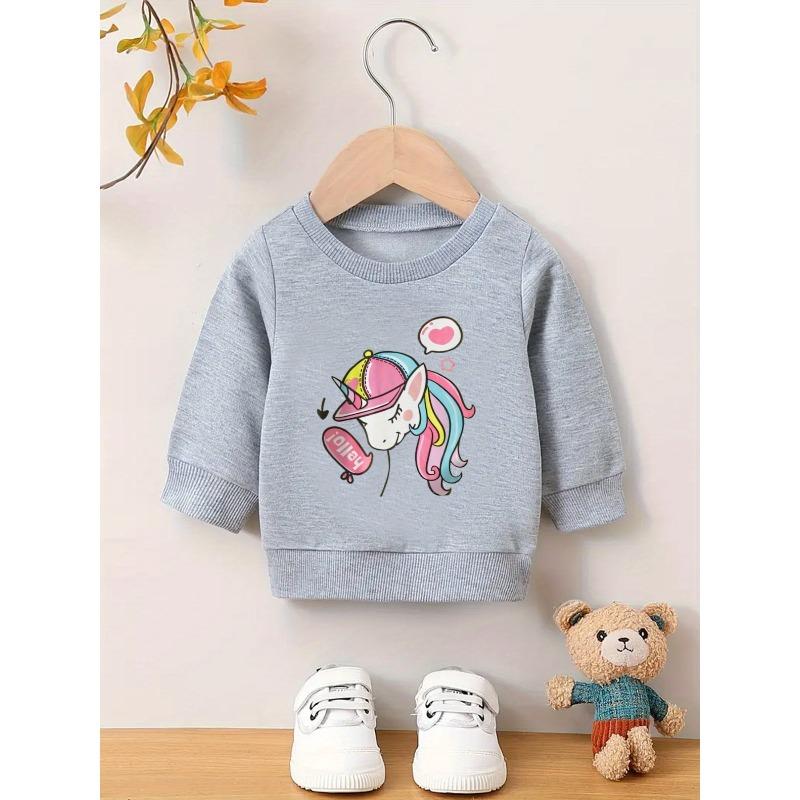 European sizes A Brightly Colored Print Pattern, a Comfortable And Skin-Friendly Round-Neck Sweatshirt for Kids, Perfect for Everyday Wear
