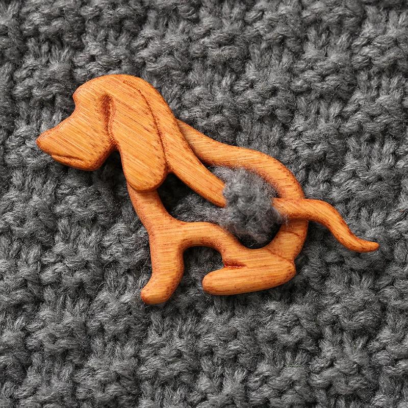 Brooch Pin With Wooden Animal Pattern Diy Craft Badge Cartoon Pin Funny Cute Shawl Pin Scarf Buckle Clasp Pins Jewelry Gift