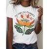 Wo Floral T-Shirt - Soft Breathable Short Sleeve Round Neck Blouse Suitable for Casual Summer Outfits, Travel & Vacation Style