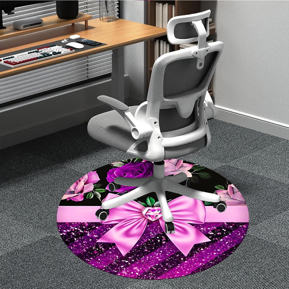 

1pc Floral Bow Print Chair Carpet for Office Machine Washable Rug for Office, Good Gift for Family or Friends yy251225217 80cm by 80cm