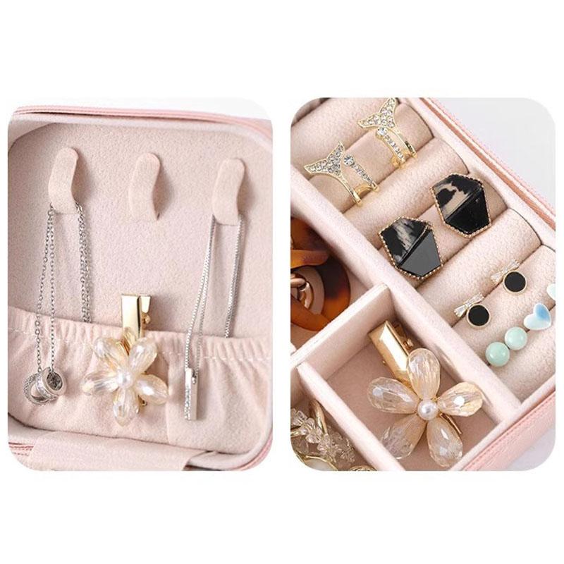 Mini Jewelry Travel Case Small Portable Organizer Portable Display Storage Box For Rings Earrings Necklaces Gifts Travel Jewelry