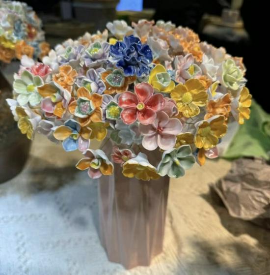 Handmade High-Temperature Ceramic Flower Bouquet Ornament