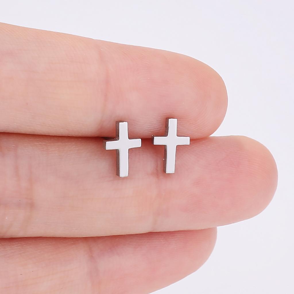 new fashion stainless steel cross earrings product temperament all match birthday anniversary earrings small gift