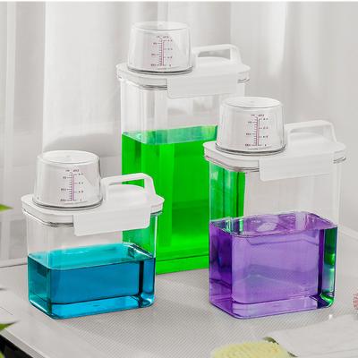 1PCS Laundry Detergent Moisture-proof Storage Jar Transparent Liftable Dishwashing Liquid Storage Jar with Measuring Cup Scale