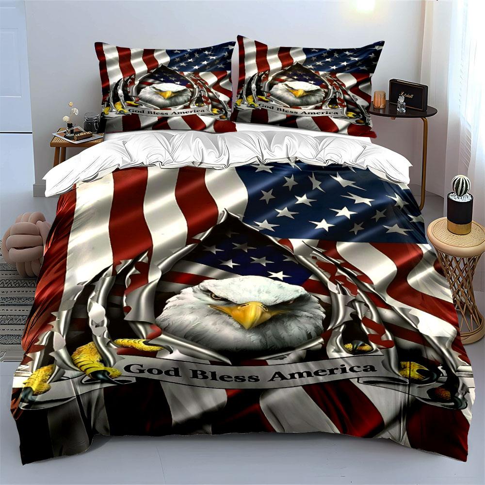Eagle, American Flag, Text. Bedding Sets Duvet Cover Sets Duvet Covers Pillowcases(1 * Duvet Cover 2 * Pillowcases Without Duvet Insert)