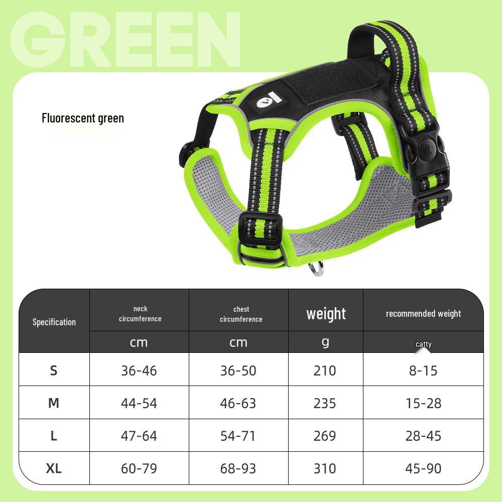 Large Dog Vest-Style Harness with Velcro & Shock-Resistant Leash