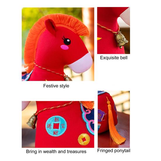 Pferd Puppe Plüschtier Dreidimensionale Form Volle Füllung Weiche Textur Kurzer Plüsch PP Baumwolle Puppe Jahr des Pferdes Geschenk