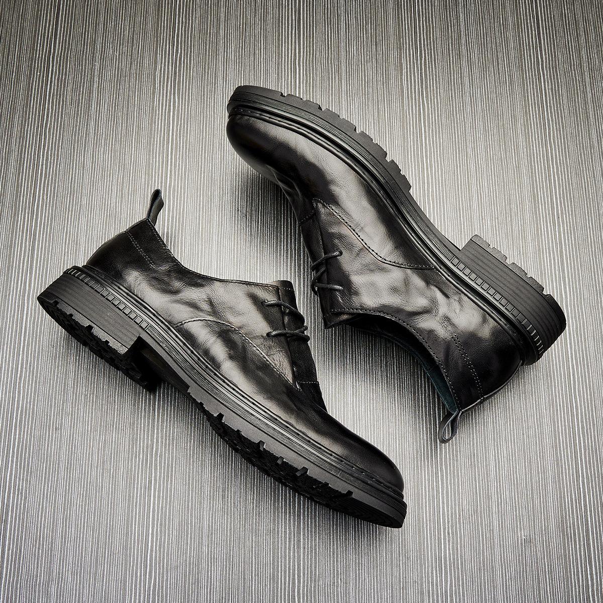 Повседневные кожаные туфли мужские деловые низкие туфли с круглым носком из натуральной — фото 5