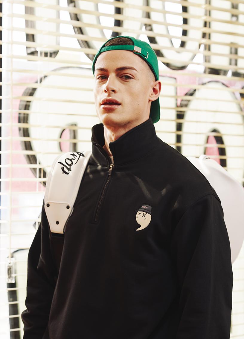 Upper Strop [Up9062] Upst Golf Sweat Half-Zip Black L