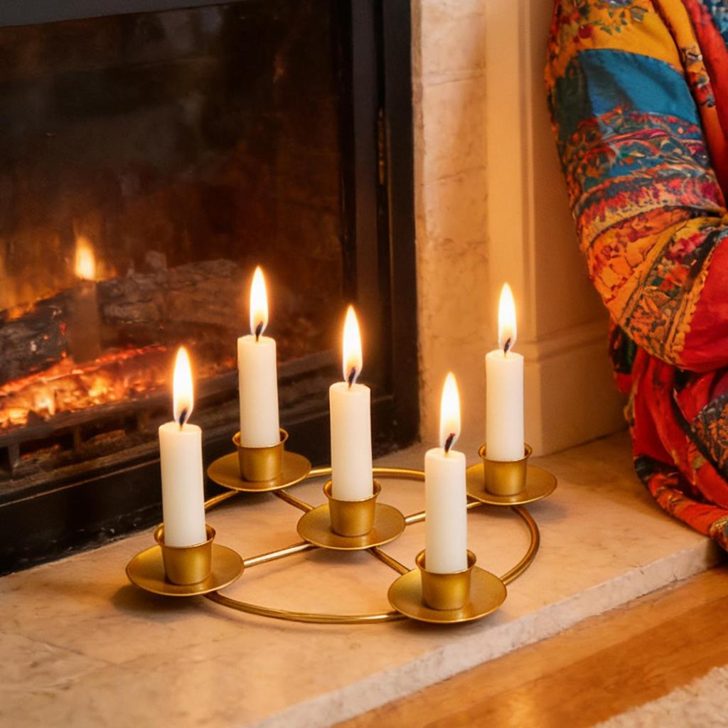 Zlaté svícny Kovové kulaté stojany na svíčky Adventní věnec Držáky na svíčky Domácí svatební svícenový ornament