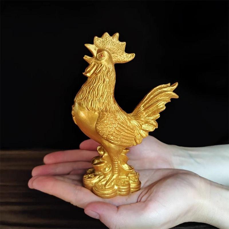 Golden Chicken Decoration Gold Plating Lucky Cock Resin Statue Living Room TV Cabinet Figurines Chinese Decorations