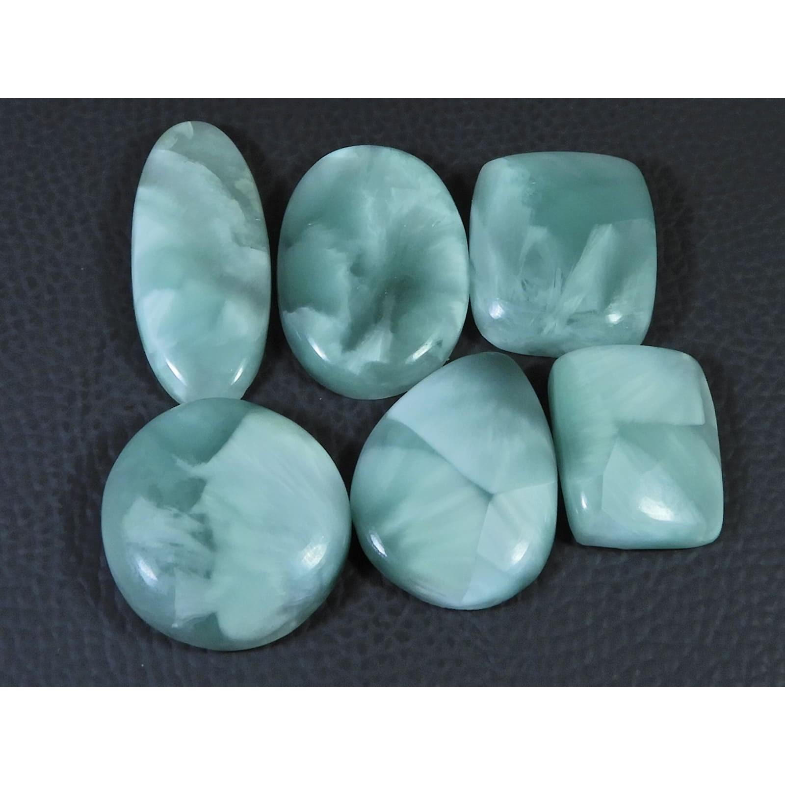 205Cts. Натуральный Зеленый Гемиморфит Смешанный Кабошон Россыпью Драгоценный Камень 06 Шт. Партия C-1584