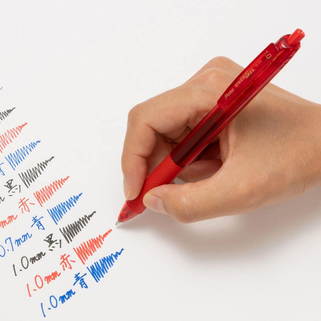 Pentel EnerGel S Gel Ink Ballpoint Red 10 Pens 1.0mm Pen, Barrel, BL130-B,