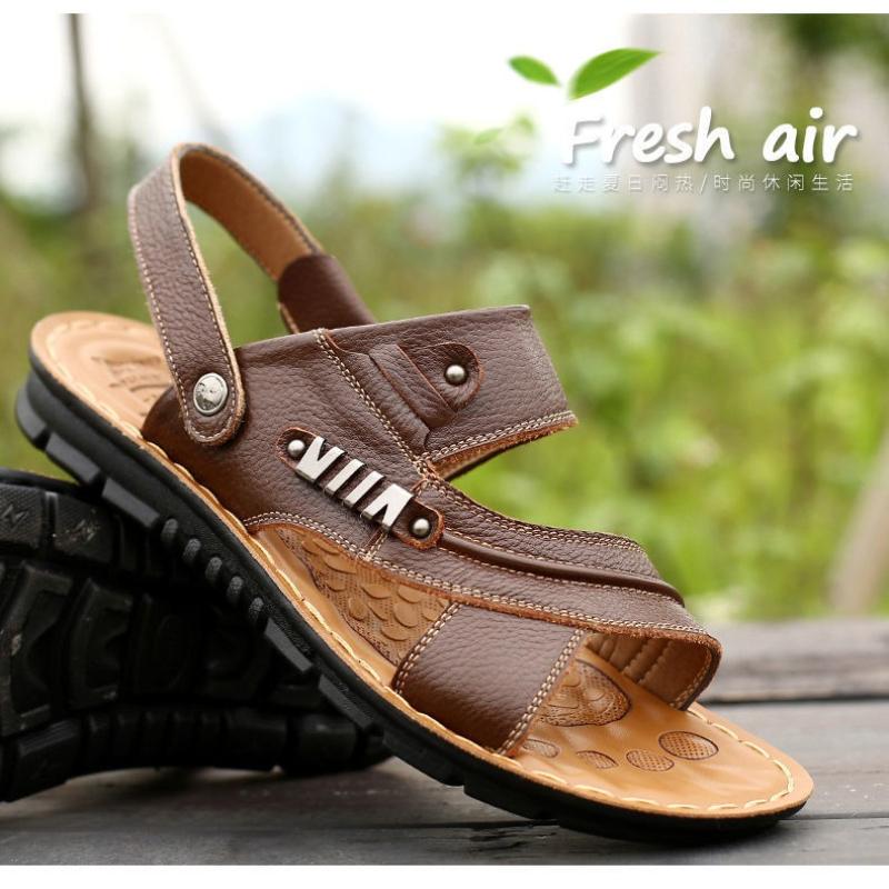 Fashion Men's Sandals Fashion Casual Leather Sandals Outdoor Non Slip Trekking Sandalias Summer New Beach Shoes for Man Designer Slipper