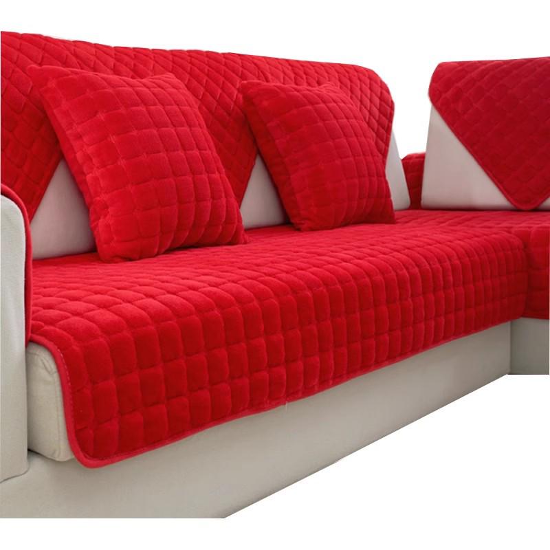 Thickened Plush Sofa Cushion Non-Slip Flannel Cover for Autumn and Winter