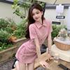 New Arrivals Open Run Women Embroidered Collar Neck Mini Dress