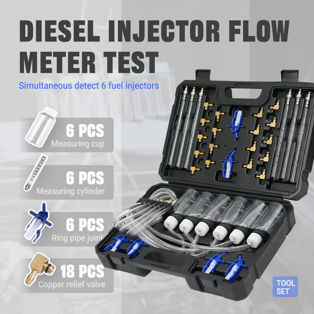 Injector Flow Tester Kit With Common Rail Connector&Return Fuel Cup For Car Fuel System Diagnosis And Oil Pressure Measurement