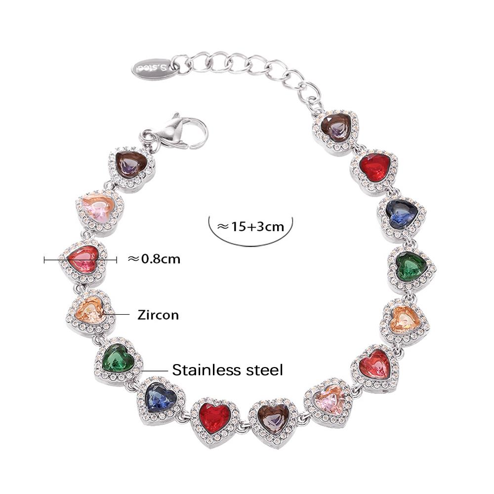 

Браслеты из нержавеющей стали с сердечком и круглым цирконом для женщин, с покрытием из 18-каратного золота, водонепроницаемые, не тускнеющие, женский браслет