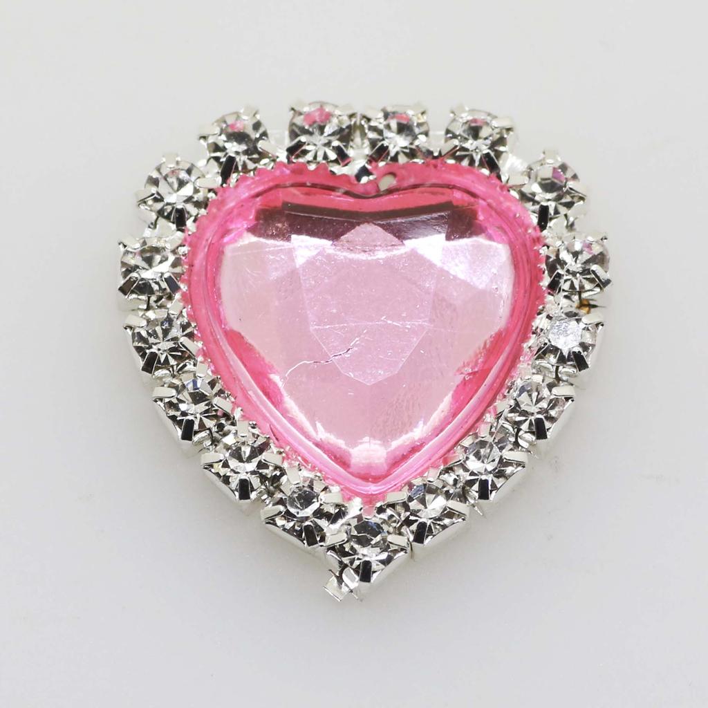Mini 16mm(4/10 Inch) 10pcs Heart Acrylic Rhinestone Buttons DIY Hair Accessory Wedding Initiation Ribbon Decoration