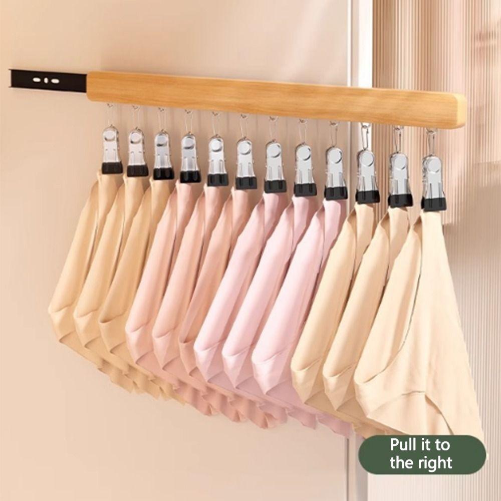 Punch Free Wooden Hats Hanger 8/12 Clips Clothes Drying Rack Wall Mounted Hat Holder  for Home