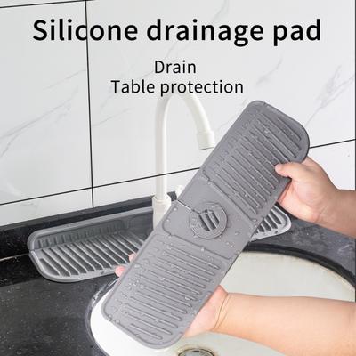 Practical Silicone Faucet Mat Black/Grey Faucet Accessories Water Catcher Mat Splash Proof Countertop Protector Kitchen Bathroom