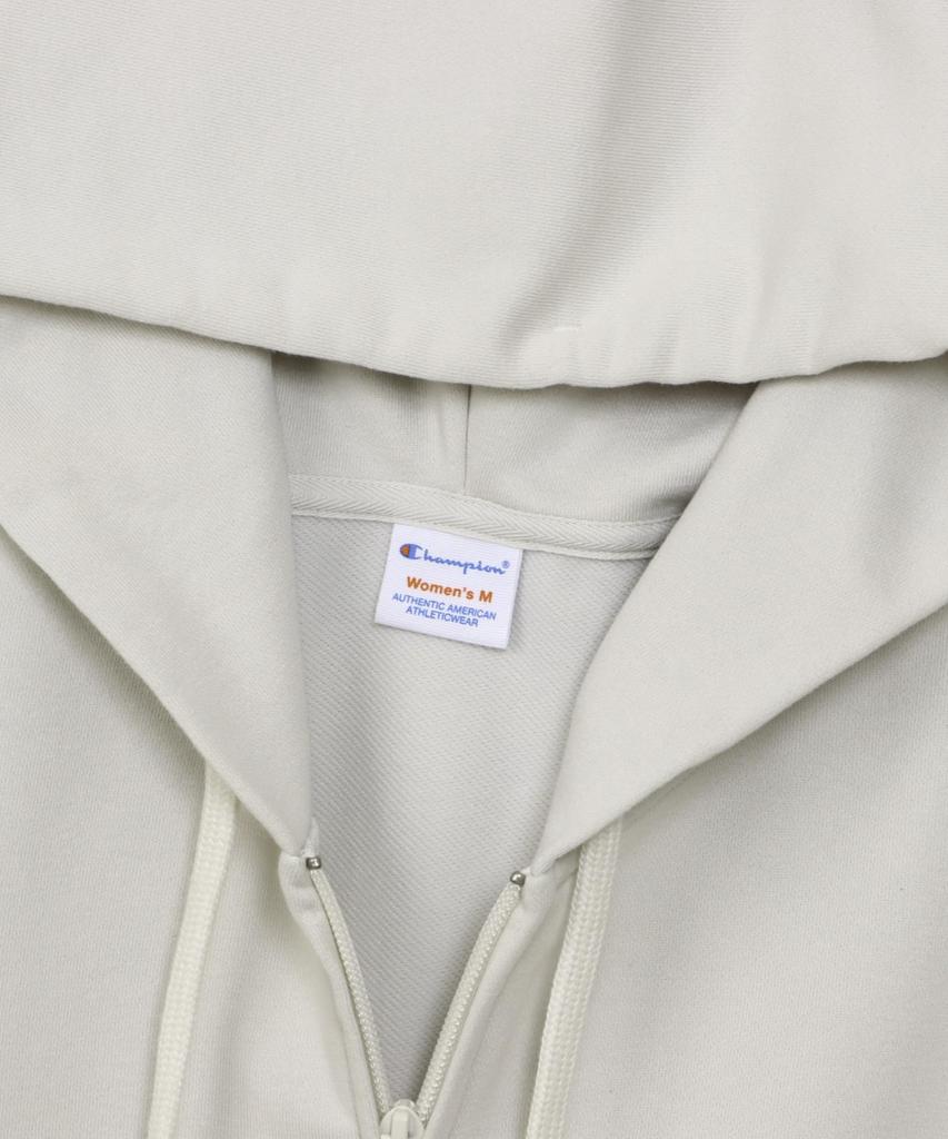 Champion Terry Zip Hooded TECH Pale Long Logo Embroidery Women's Sweatshirt, Weave®, CW-BS101, White, Sleeve, Quick-Drying, Stretch, One-Point