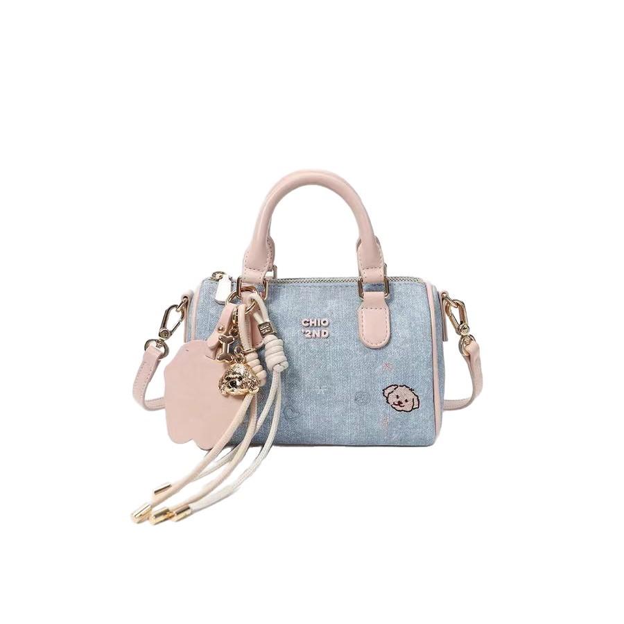 Nanfeng versatile new bread puppy, soft powder morning light pillow bag, women's denim blue cloth bag, shoulder messenger bag