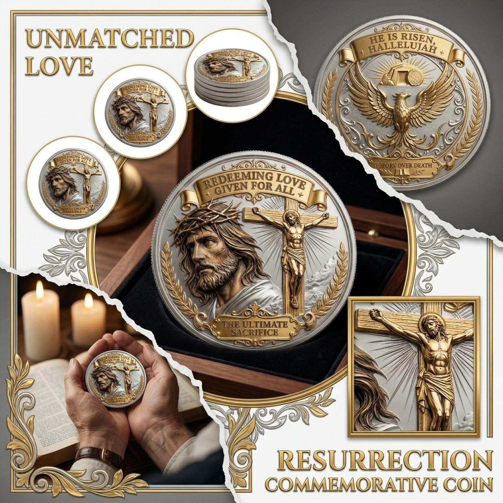 No Greater Love Resurrection Commemorative Coin, Double Sided Challenge One Size