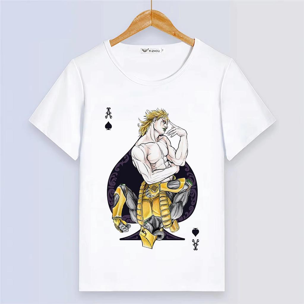 Anime JoJos Bizarre Adventure Summer Short Sleeve Cartoon Print White Modal Women And Men T-Shirt