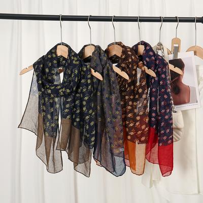 Japanese Literature and Art Sen Women's Scarf, Floral Clash Long Scarf, Bali Yarn Long Warm Scarf