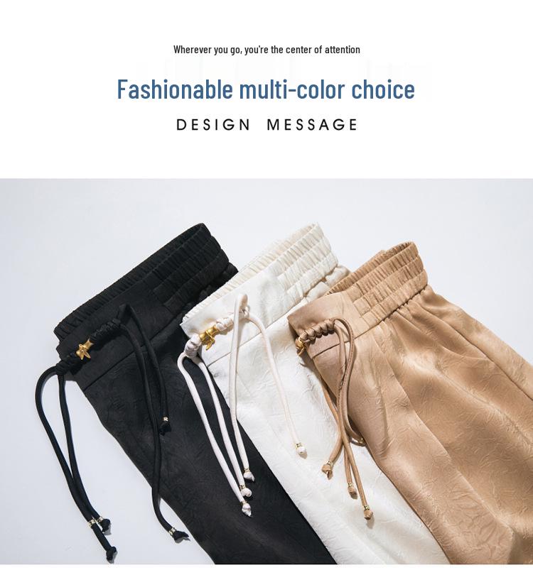 2024 Women's High Waist Drapey Wide-Leg Skirt Pants - Summer Plus Size, Eight-Point Length for Casual, Middle-Aged Style