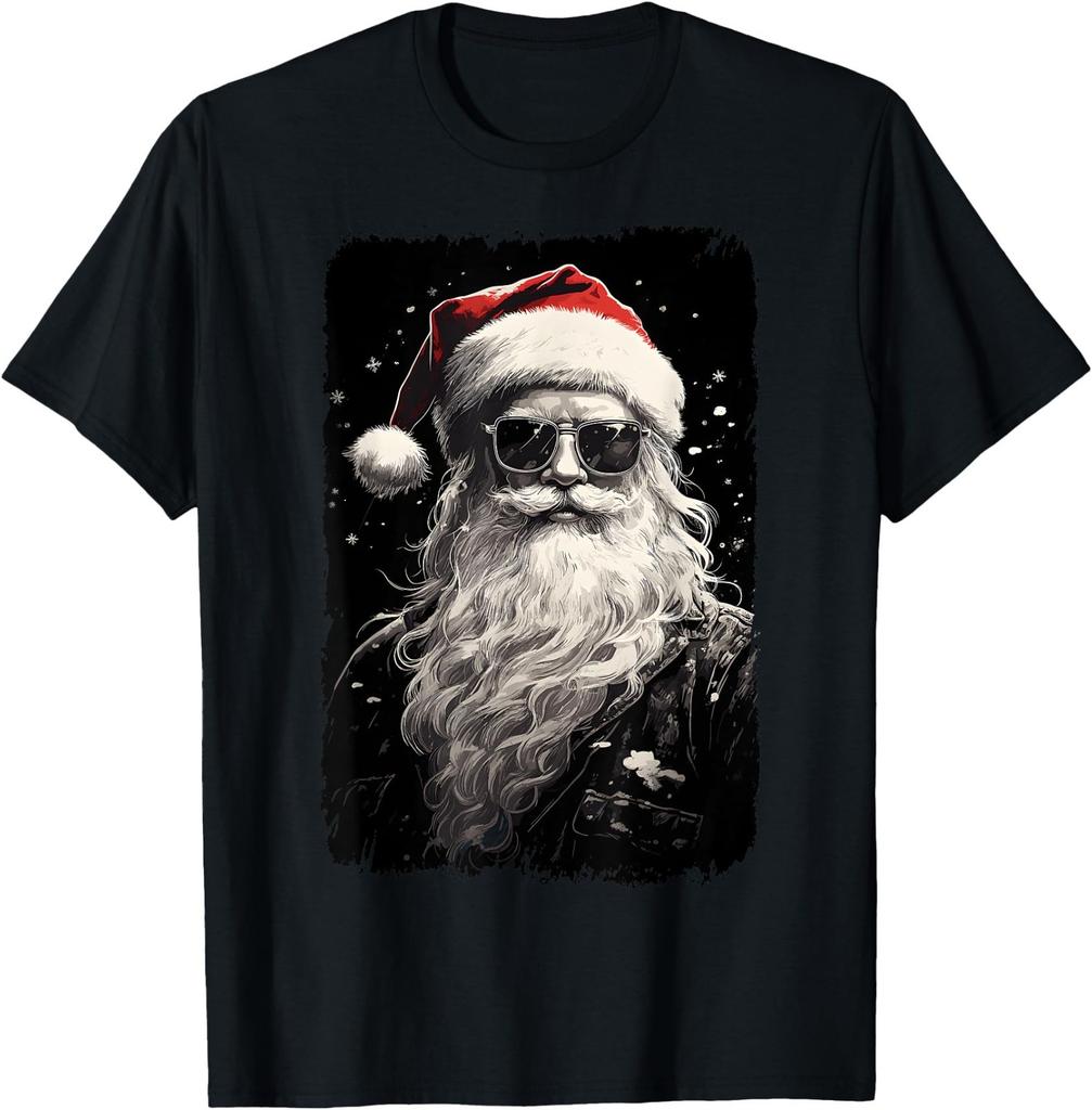 Hipster Santa With Sunglasses Santa Claus Retro Christmas T-Shirt