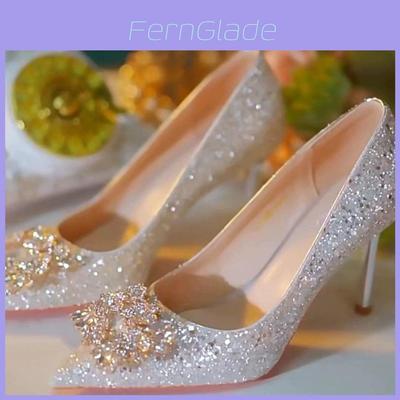French Bridal High Heels With Crystal Embellishments For Wedding And Special Occasions
